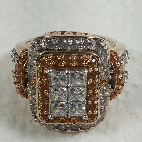 DESIGNER SJ ROSE GOLD STERLING MORGANITE CZ  RING - Picture 6 of 8